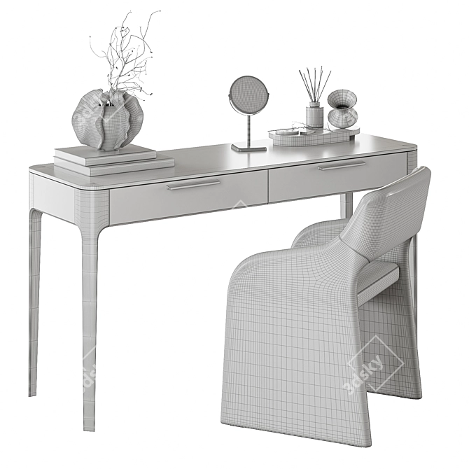 Modern Ellipse Dressing Table Set 3D model image 3