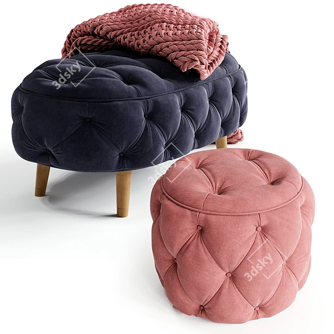 Luxury Ottoman Footstool JEAN 3D model image 4