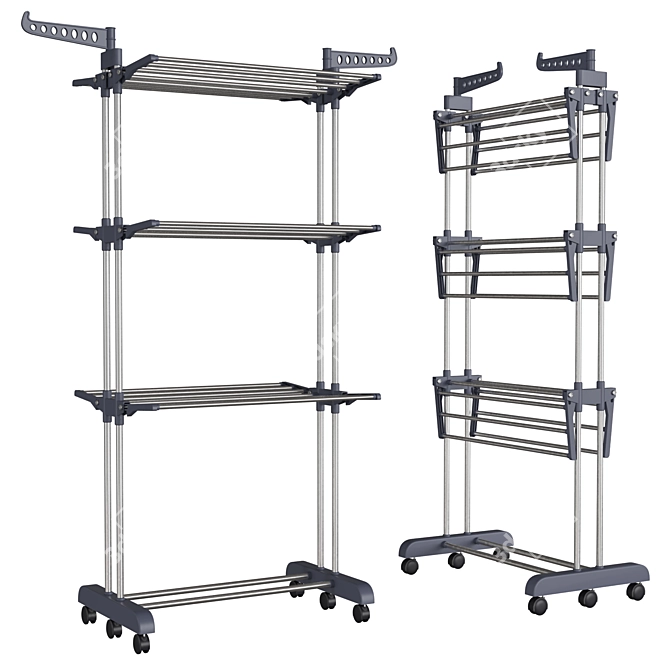  Maximized Clothes Drying Rack Stand 3D model image 3