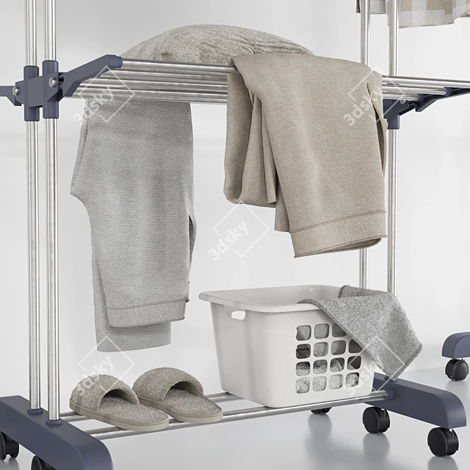  Maximized Clothes Drying Rack Stand 3D model image 5