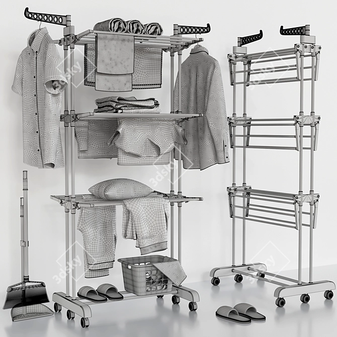  Maximized Clothes Drying Rack Stand 3D model image 8