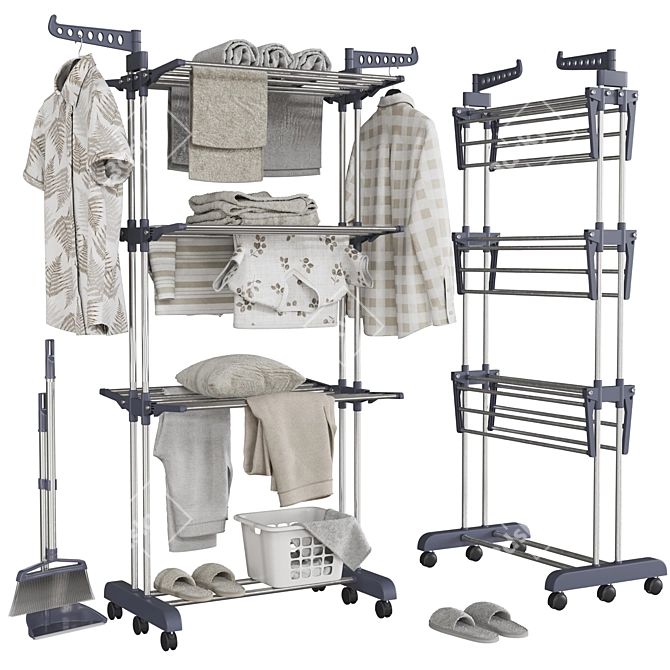  Maximized Clothes Drying Rack Stand 3D model image 11