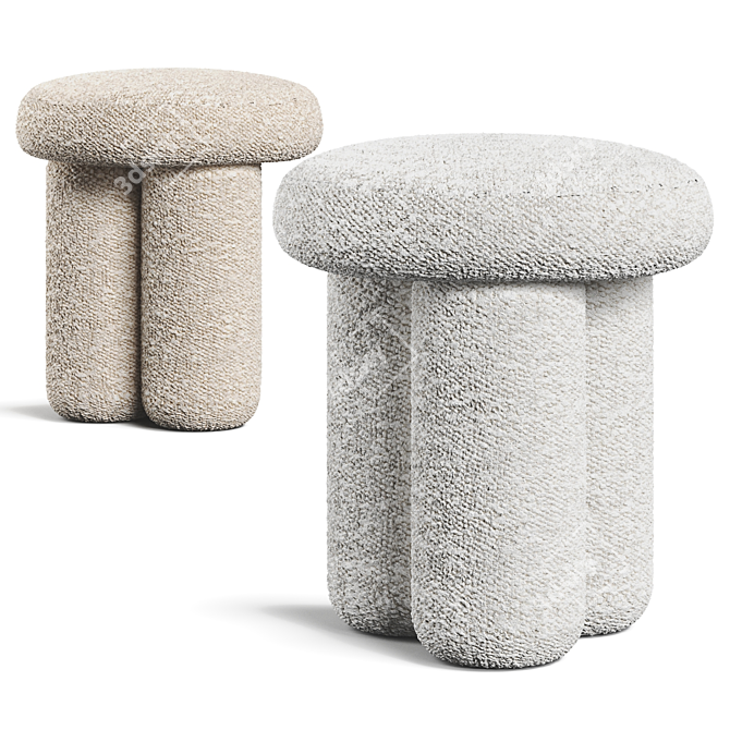 Big Foot Sheepskin Stool Design 3D model image 1