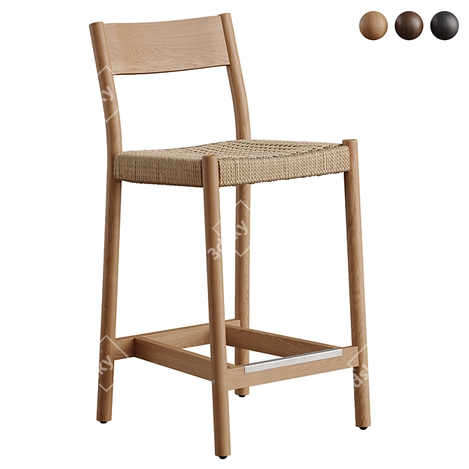 Yalia Roped Oak Bar Stool 3D model image 1