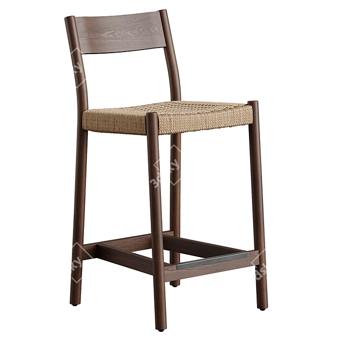 Yalia Roped Oak Bar Stool 3D model image 2