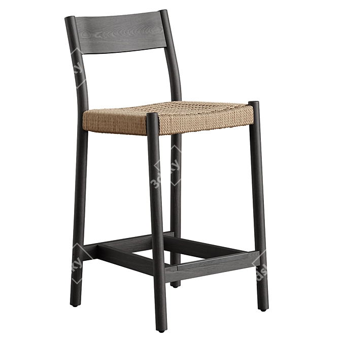 Yalia Roped Oak Bar Stool 3D model image 3