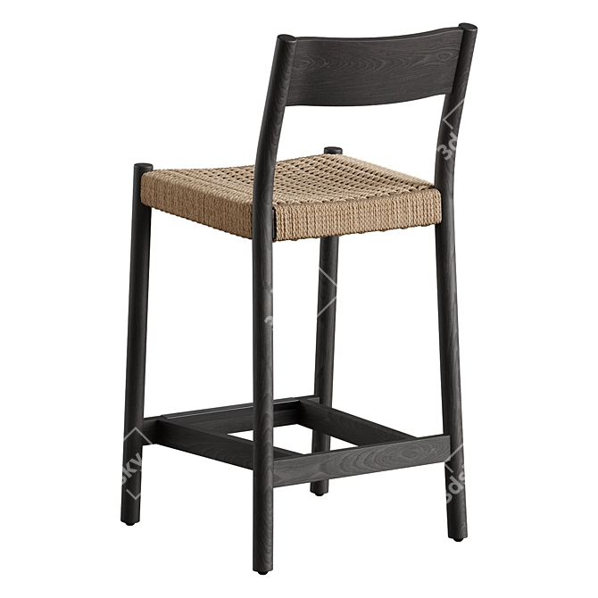 Yalia Roped Oak Bar Stool 3D model image 4