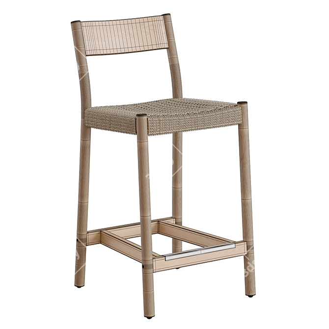 Yalia Roped Oak Bar Stool 3D model image 6