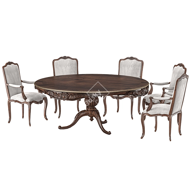 Luxury Round Table Chair Set 3D model image 5