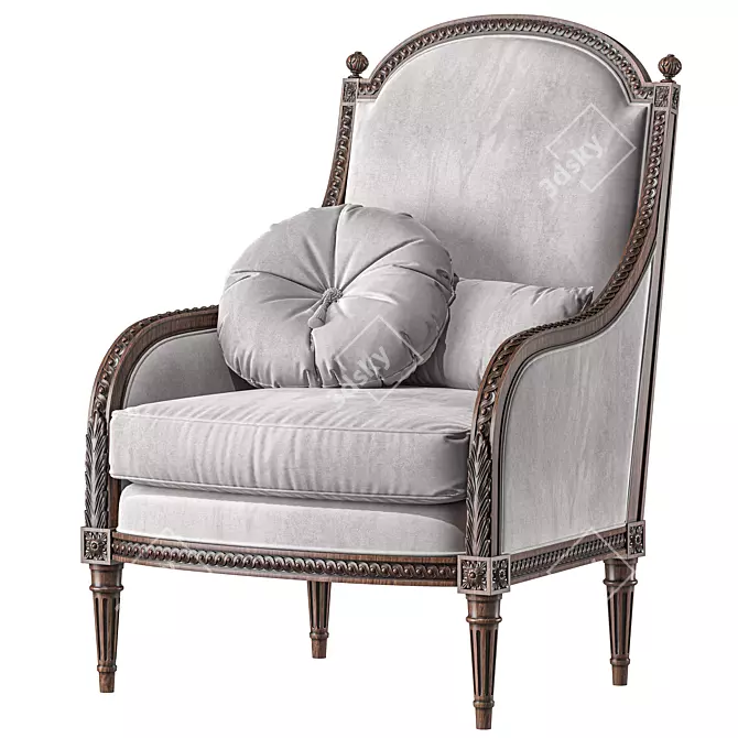 Antique French Louis XVI Armchairs 3D model image 3