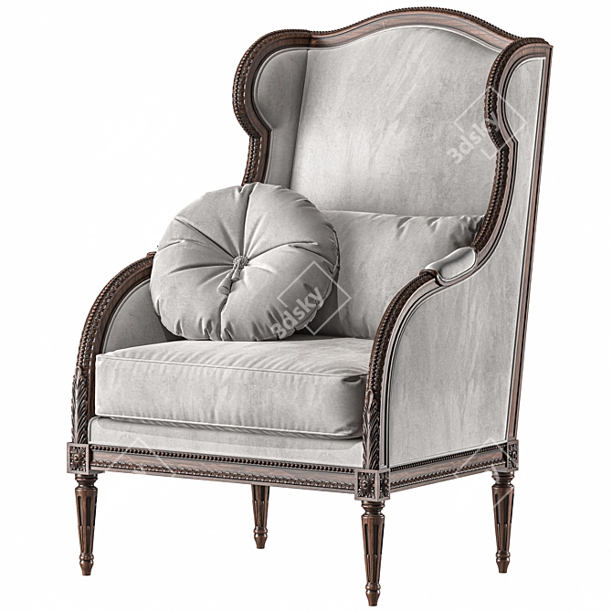 French Louis XVI Bergere Chair 3D model image 1