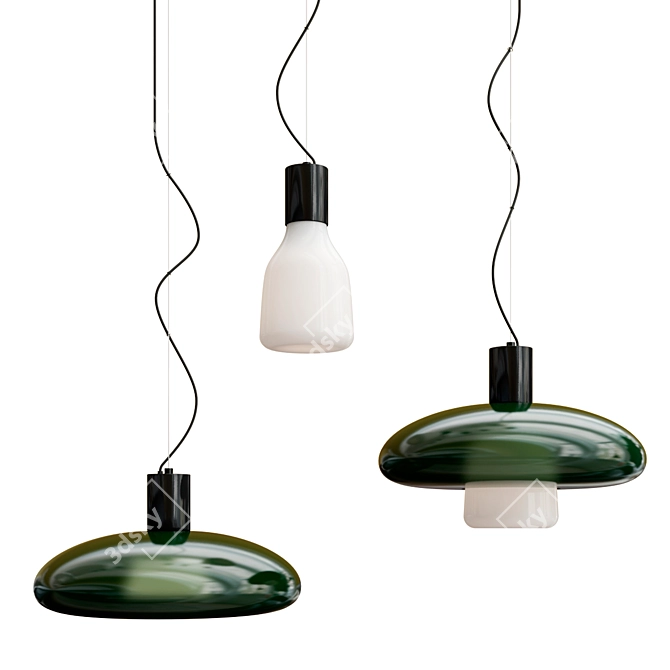 Elegant Acquerelli Glass Suspension Lamp 3D model image 1