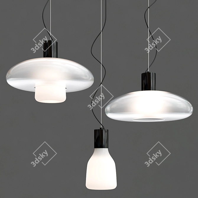 Elegant Acquerelli Glass Suspension Lamp 3D model image 4