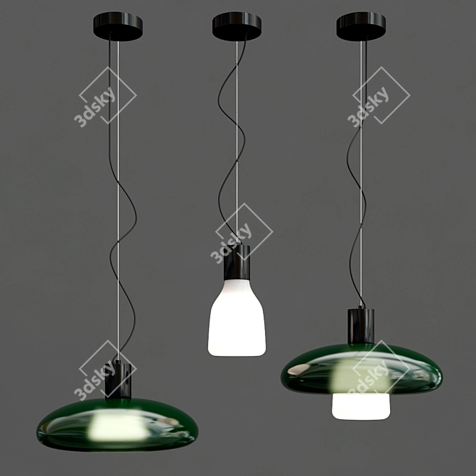 Elegant Acquerelli Glass Suspension Lamp 3D model image 5