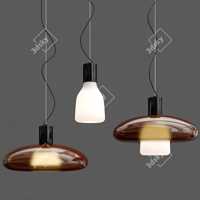 Elegant Acquerelli Glass Suspension Lamp 3D model image 6