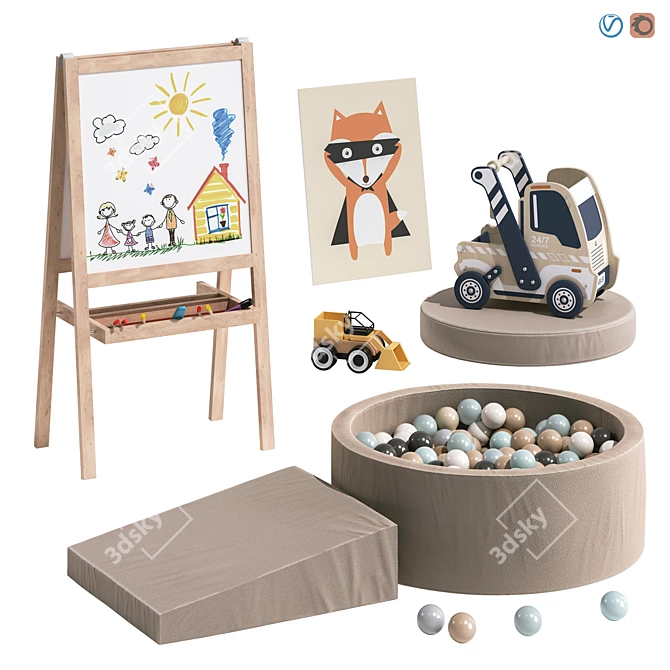 Kids Room Toy Decor Set 3D model image 1