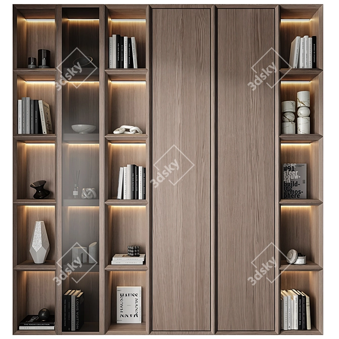 Multi-Format Modern Bookcase 3D Asset 3D model image 1