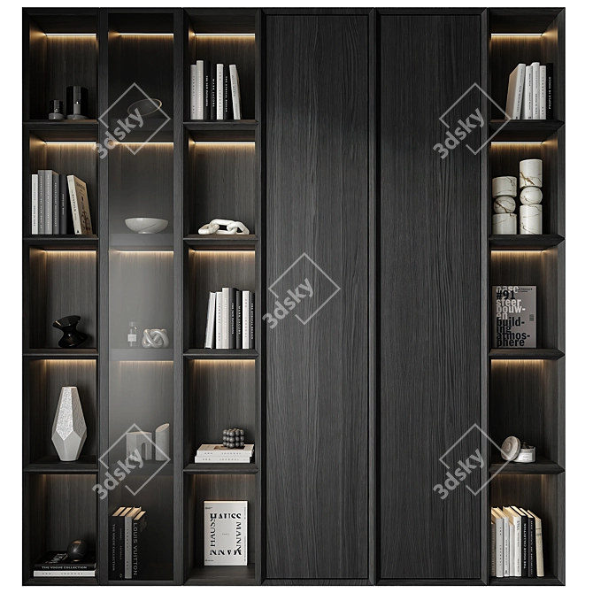 Multi-Format Modern Bookcase 3D Asset 3D model image 2