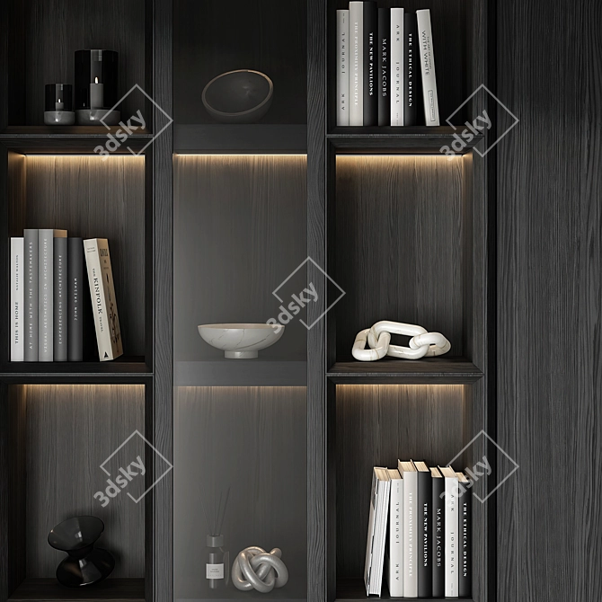 Multi-Format Modern Bookcase 3D Asset 3D model image 4