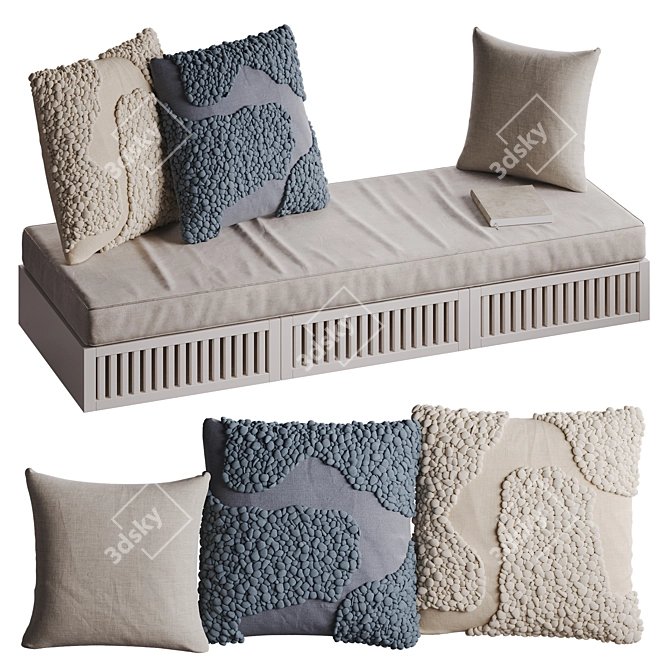 Sappa Wool-Trimmed Cotton Cushion Set 3D model image 1