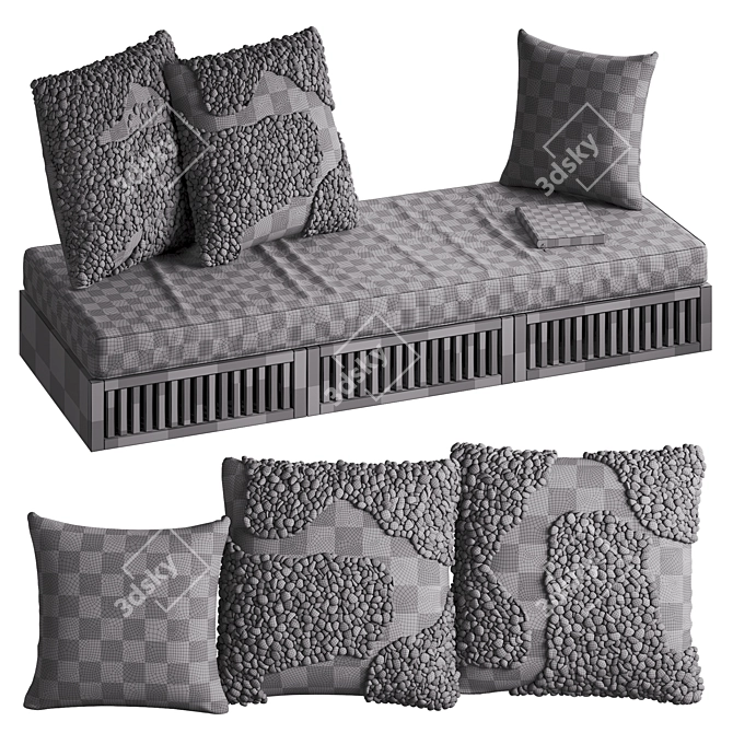 Sappa Wool-Trimmed Cotton Cushion Set 3D model image 6