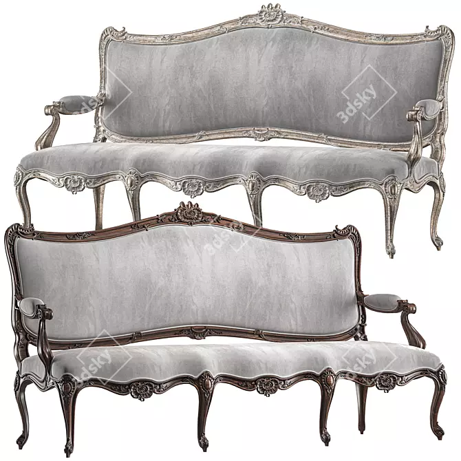 Elegant Rococo Art Sofa 732 3D model image 1