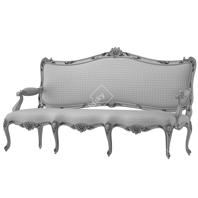 Elegant Rococo Art Sofa 732 3D model image 4