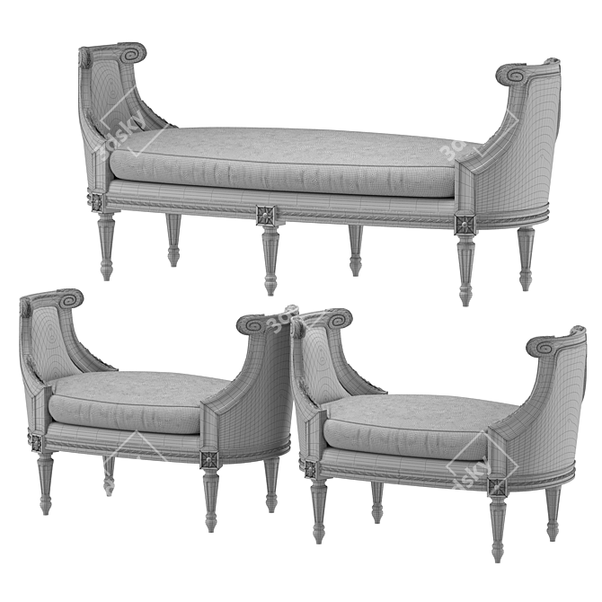 Elegant Roberto Soft Bench Art 3D model image 4