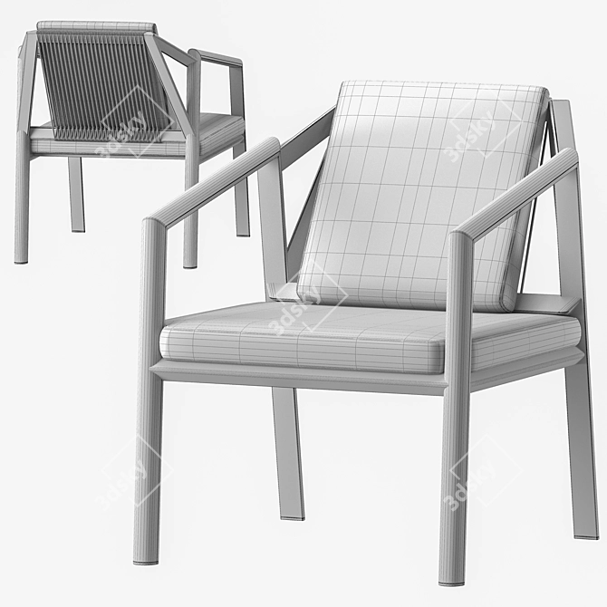 Stone Garden Chair Set 3D model image 3