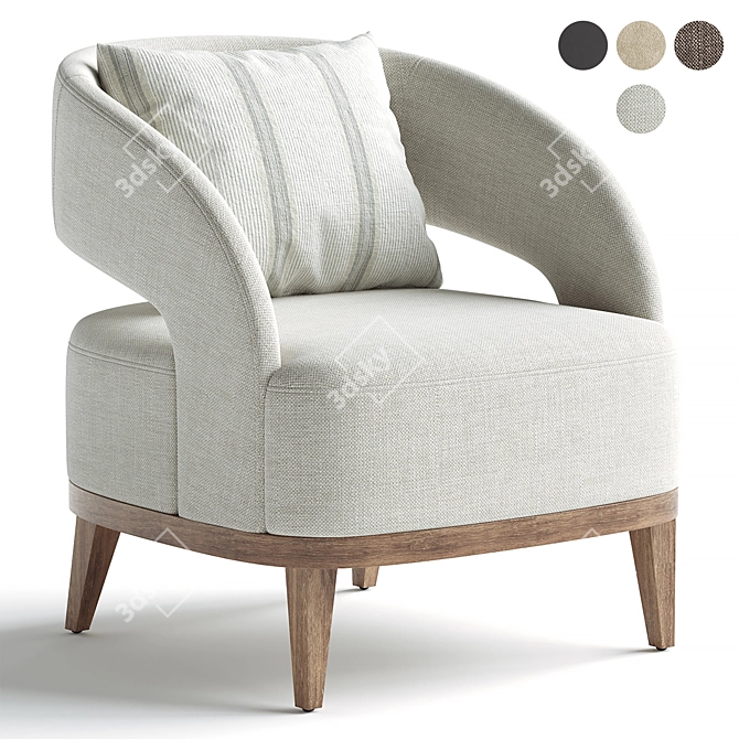 Elegant Bolero Upholstered Chair, 3D Model 3D model image 1