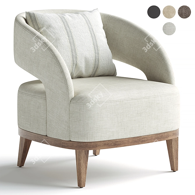 Elegant Bolero Upholstered Chair, 3D Model 3D model image 2