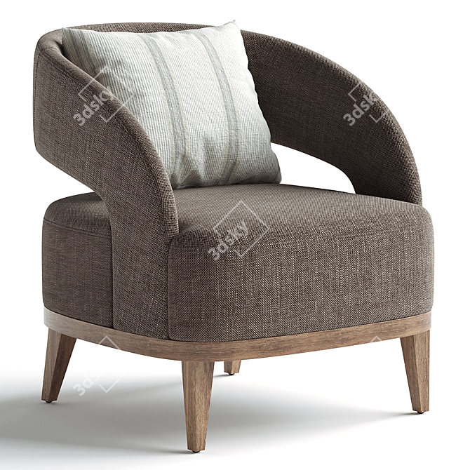 Elegant Bolero Upholstered Chair, 3D Model 3D model image 3