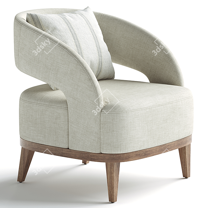 Elegant Bolero Upholstered Chair, 3D Model 3D model image 6