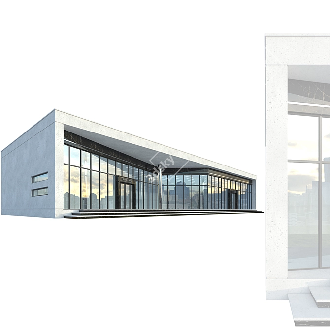 Highly Detailed Modern Commercial Building 3D model image 7