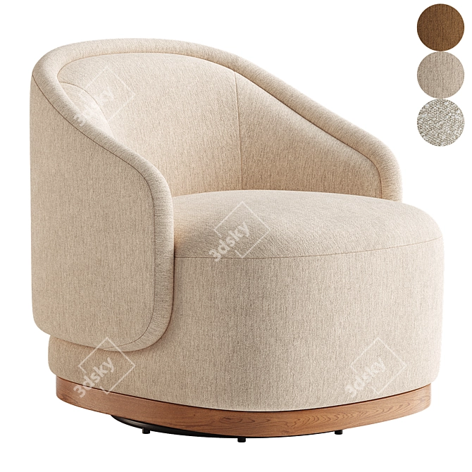 Luxurious Swivel Barrel Chair, Modern 3D model image 1