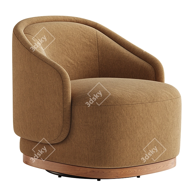 Luxurious Swivel Barrel Chair, Modern 3D model image 2