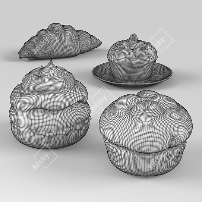 Plush Bread Rolls 3D model image 7