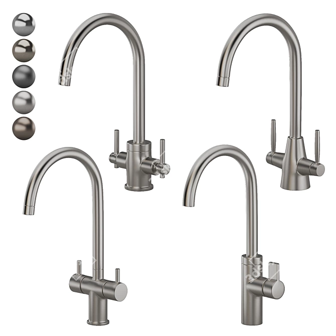 Sleek Delphi Kitchen Sink Tap 3D model image 1