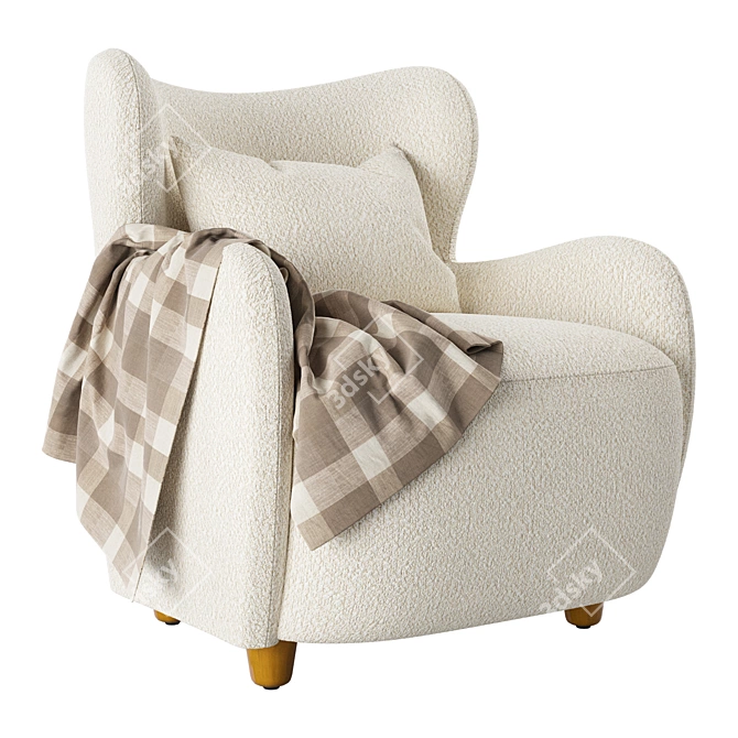 Elegant Jodie Wing Chair Design 3D model image 1