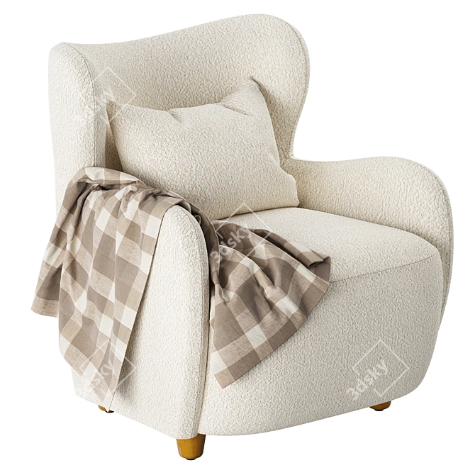 Elegant Jodie Wing Chair Design 3D model image 5