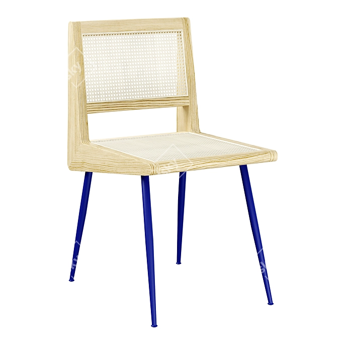 Rattan Dining Chair, Metal Legs 3D model image 5