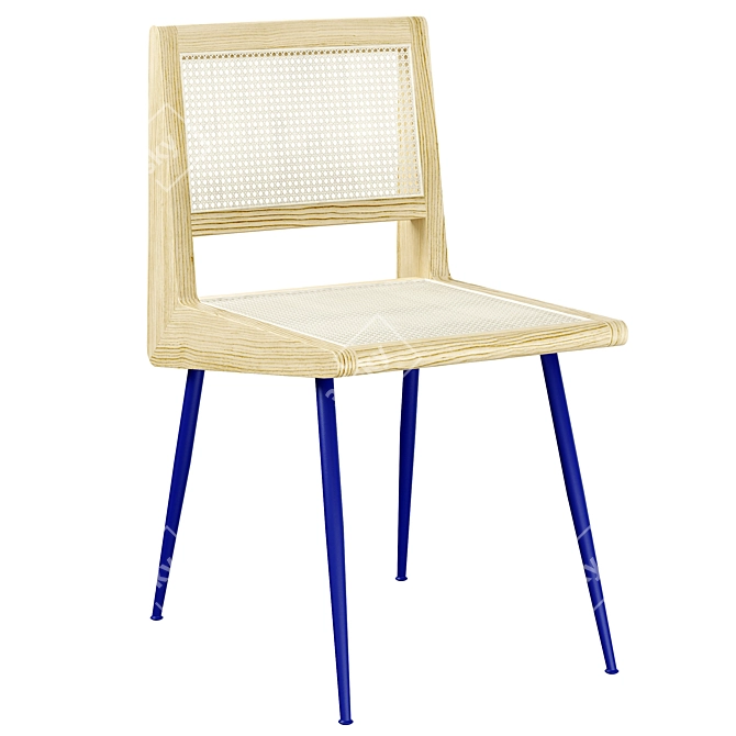 Rattan Dining Chair, Metal Legs 3D model image 8