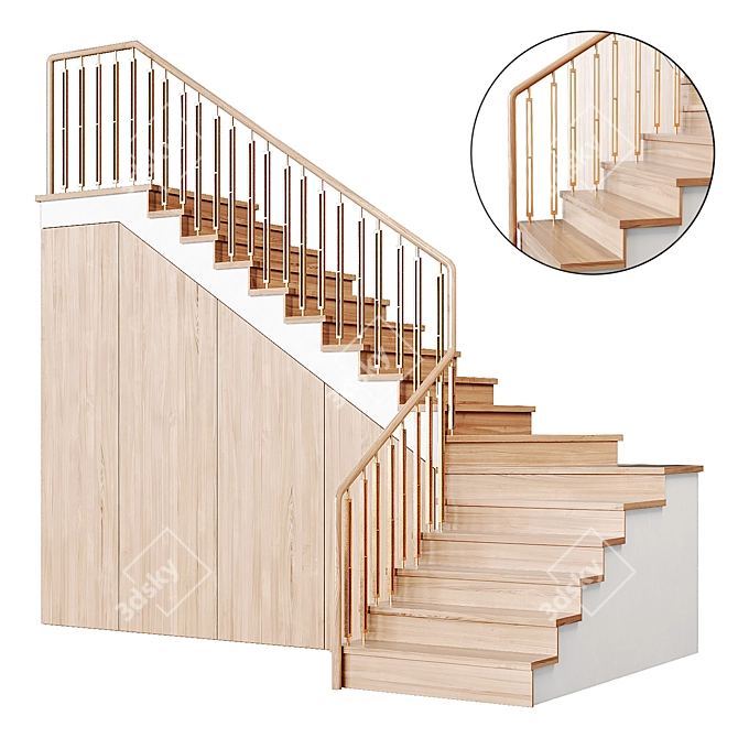 Modern Staircase Set 300cm Height 3D model image 1