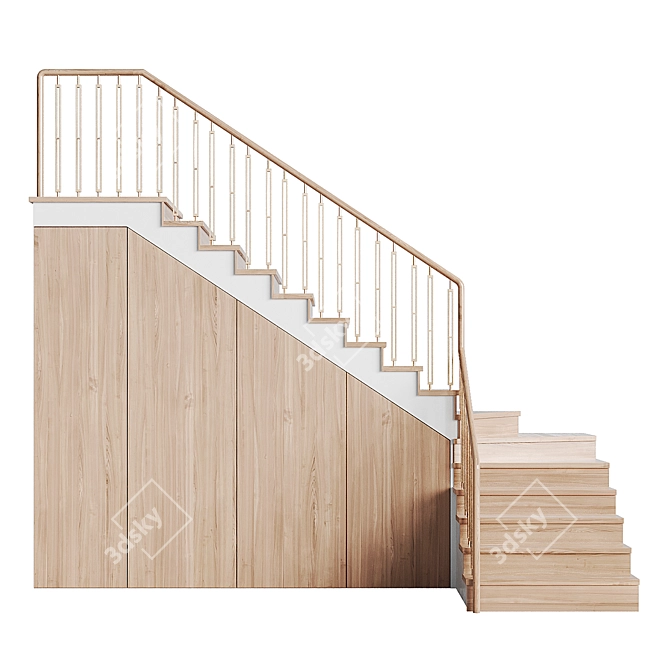 Modern Staircase Set 300cm Height 3D model image 3