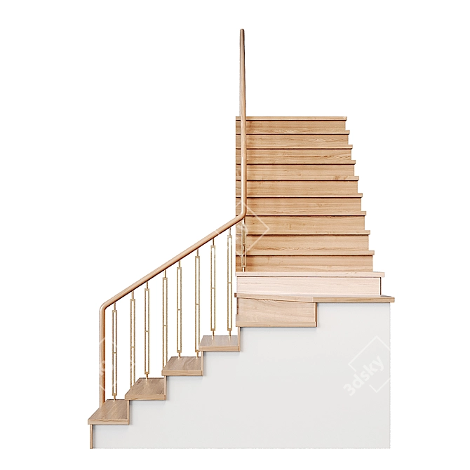 Modern Staircase Set 300cm Height 3D model image 4