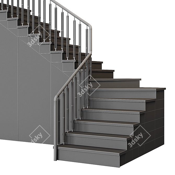 Modern Staircase Set 300cm Height 3D model image 6