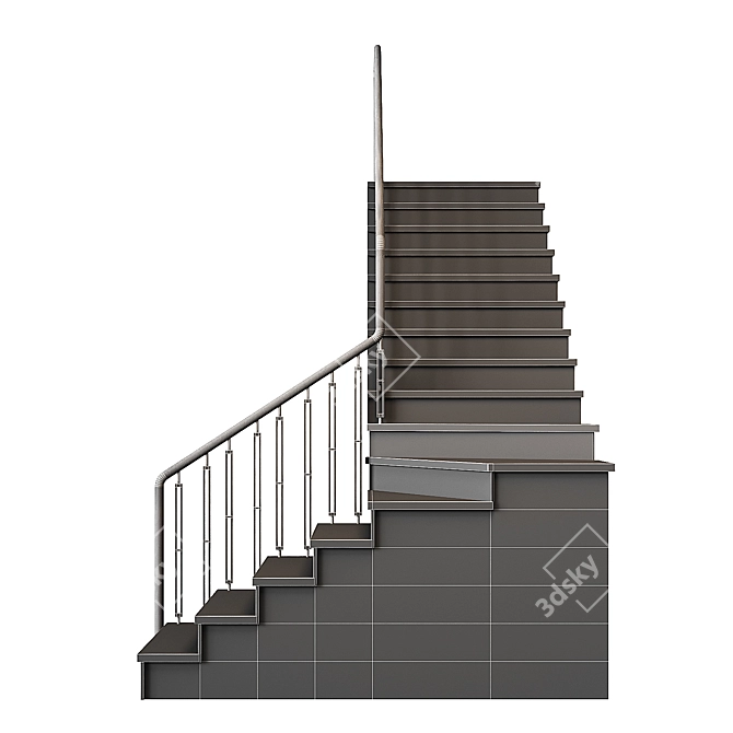 Modern Staircase Set 300cm Height 3D model image 7