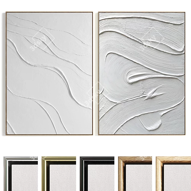 Minimalistic Plaster Photo Frame Set 3D model image 1