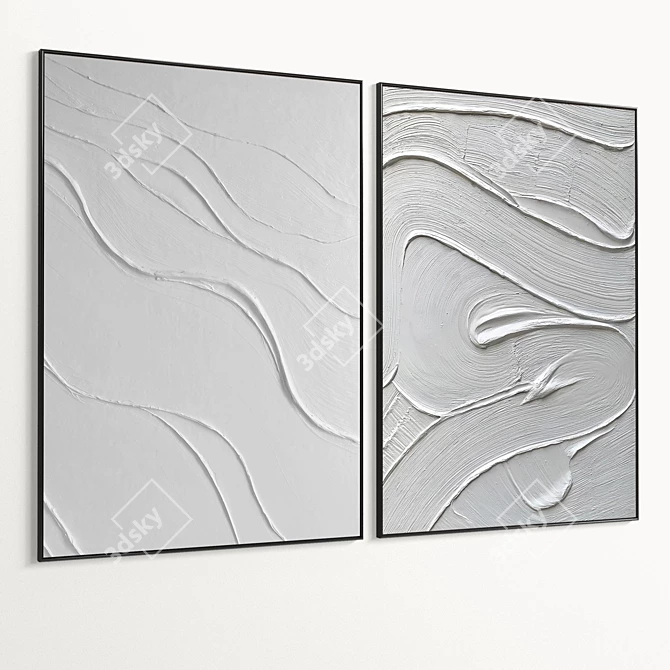 Minimalistic Plaster Photo Frame Set 3D model image 6