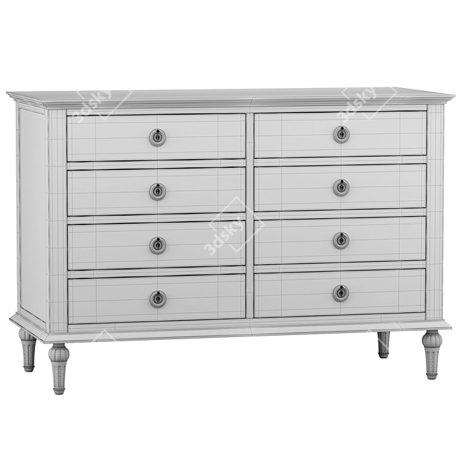 Rustic Oak 8-Drawer Dresser 3D model image 4